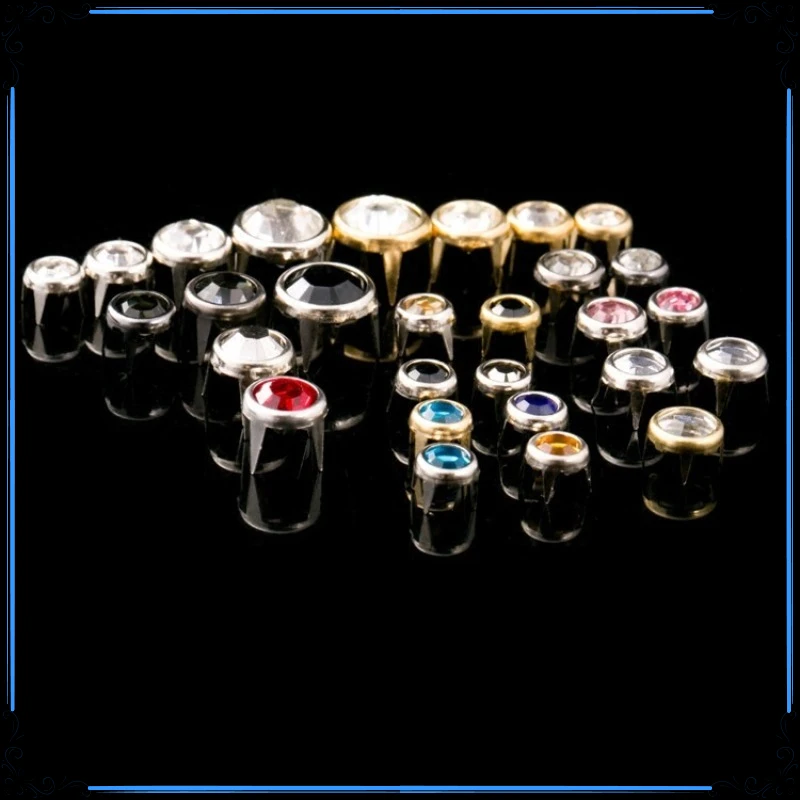 6mm-10mm Nieten mit Krallen, Kristallnieten, Spikes, runde Einlagen für Kleidung, Taschen, Schuhe, DIY-Lederhandwerk-Zubehör