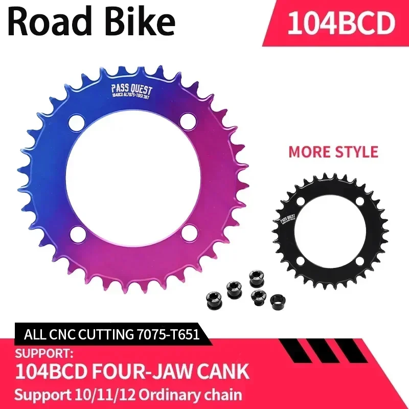 104 BCD Round AERO Colorful MTB Chainring Narrow Wide 32T 34T 36T 38T 40T bicycle Chainwheel crank mtb bike crowns