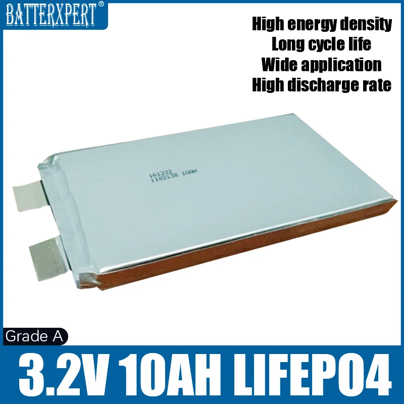 4pcs 3.2v 10Ah Lifepo4 Cell 3.2v 10Ah Lifepo Not Lithium Lipo 50A For Diy 12V 10Ah Pack Of Battery + Free Shipping