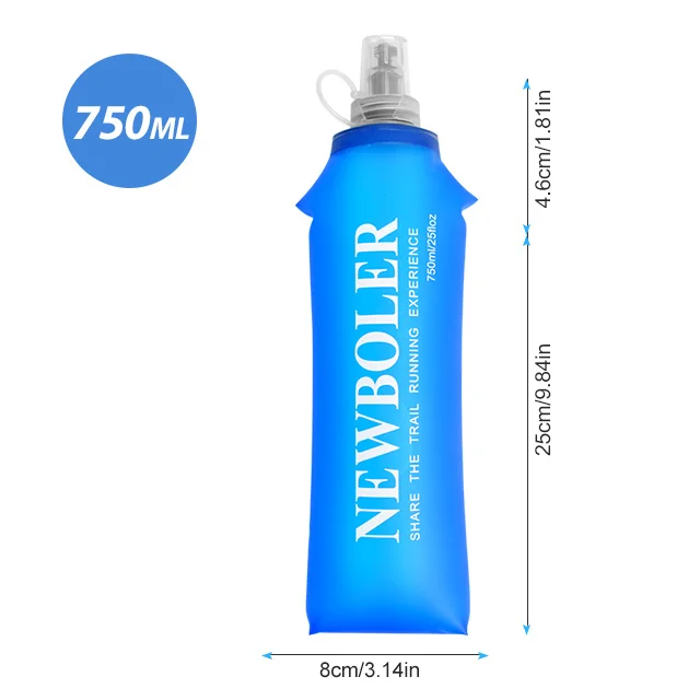 250/500/750ML Wasserflasche TPU Faltbare Weiche Trinkflasche Sport-Wasserflasche Zusammenklappbare Wasserflasche für Laufen Camping Wandern