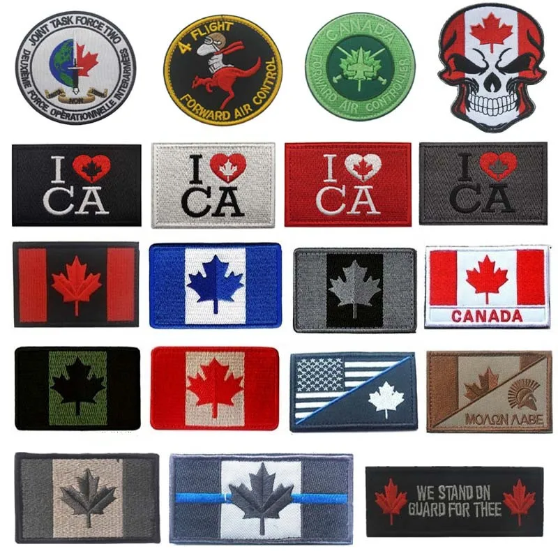 Canada Flag Badges Patches Military Tactical Armbands Embroidery Patch for Caps Bags Clothes Accessories Decorative Insignia