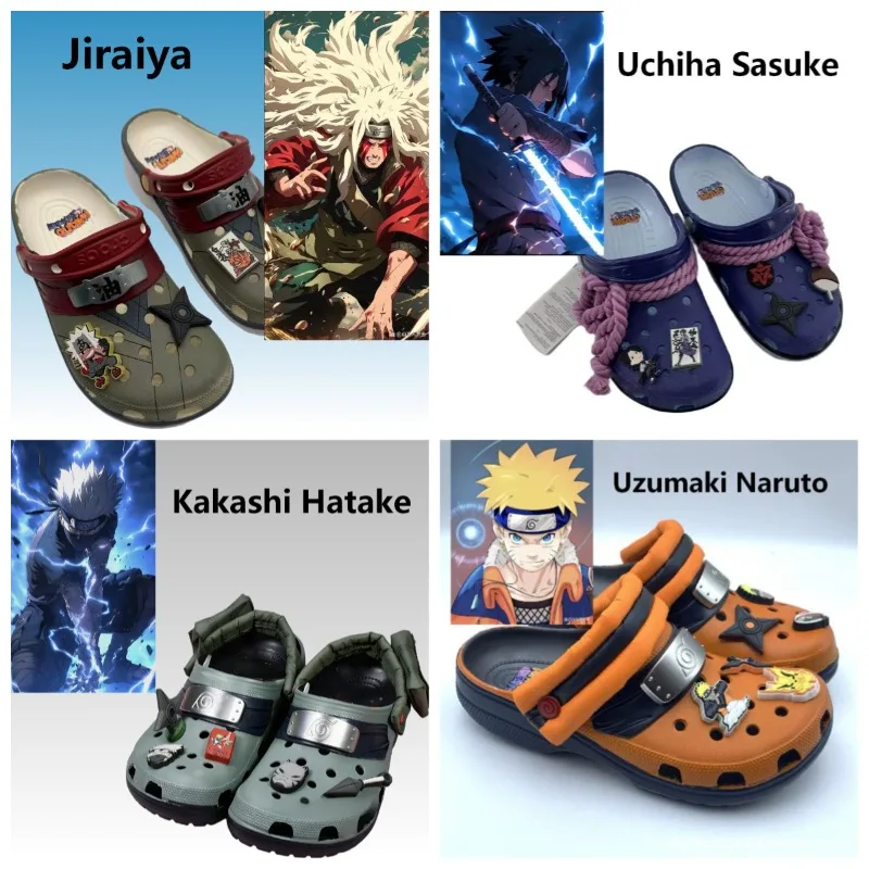 Naruto Anime Sommer-Clogs, atmungsaktive, rutschfeste Strandsandalen, Naruto Sasuke Kakashi Itachi Cosplay-Schuhe für Anime-Fans