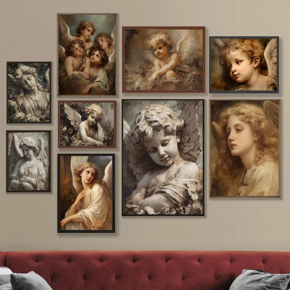 

Guardian Angel Poster Prints For Gallery Living Room Home Decor Funny Angel And Cherub Christian Canvas Painting Wall Art Gift