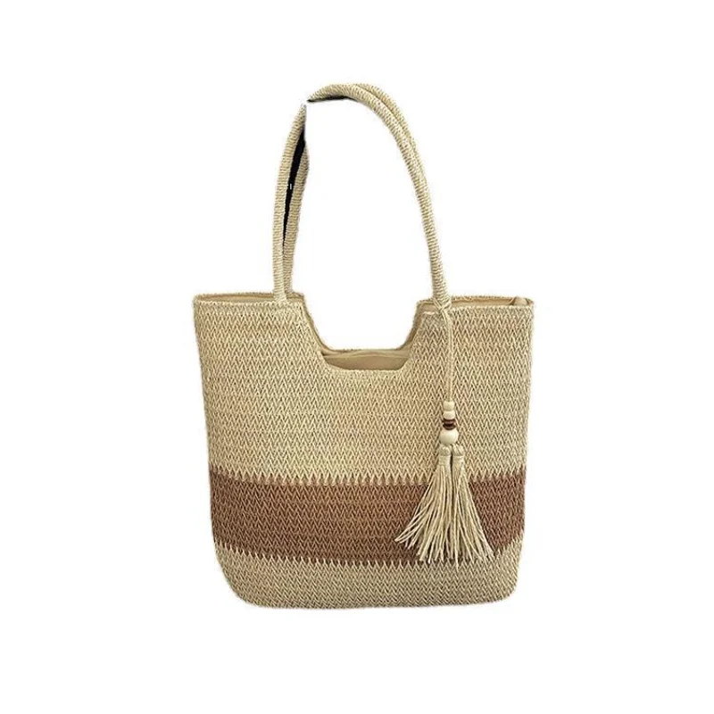 

2025 New Casual Woven Bags Female Moringa Tide Summer Seaside Travel Tote Large Capacity Straw Woven Shoulder Bags