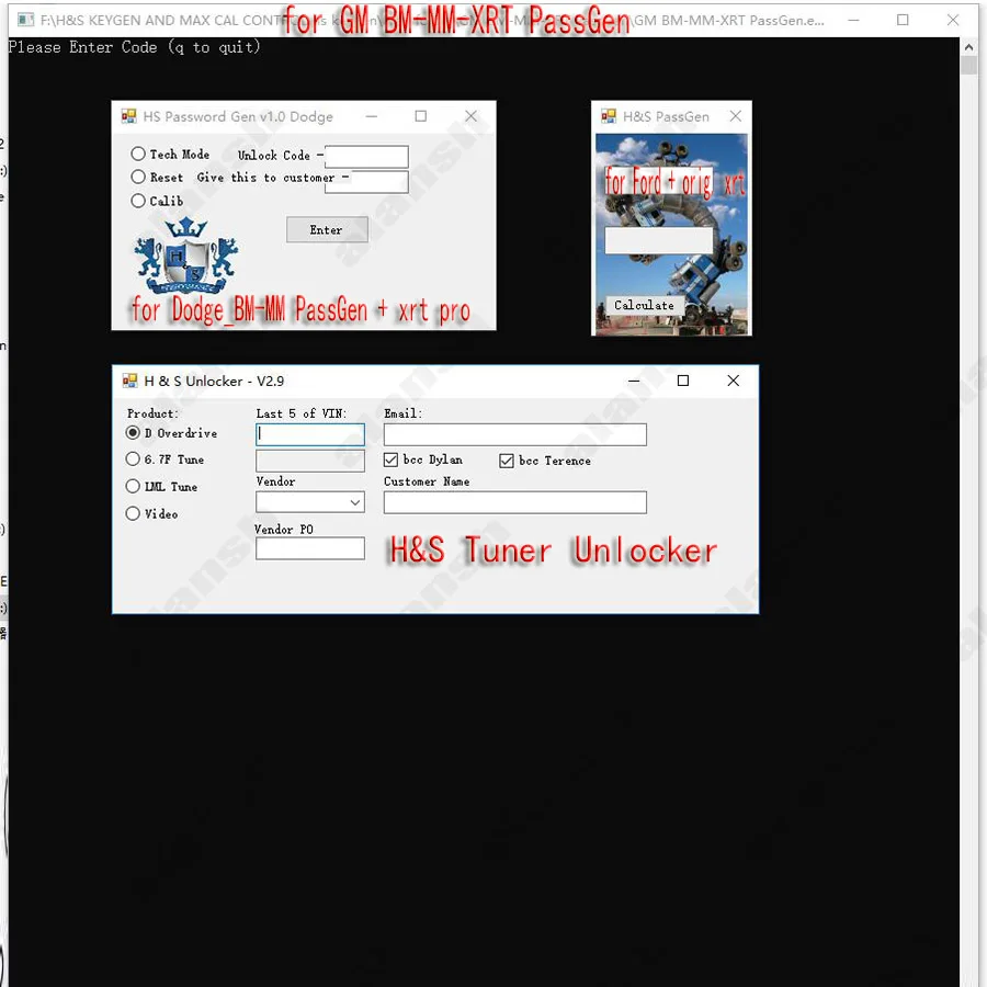 H&S Tuner Unlocker G-M BM MM XRT HS Password Gen PassGen Calculator for Ford  Orig HS for Dodge Reset VIN Code Maxx Overdrive