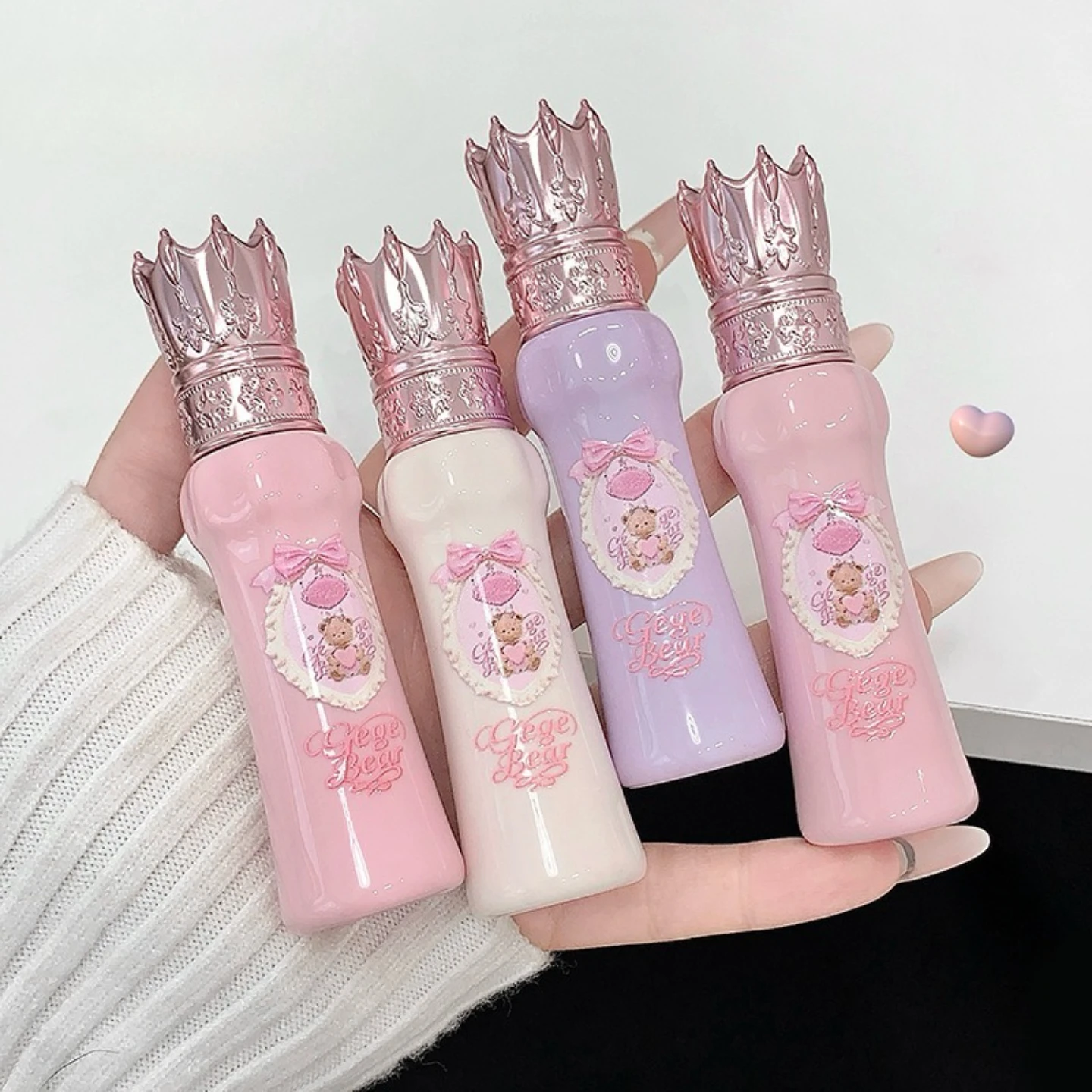 Makeup cute bear lip mud matte velvet matte easy to color enhance complexion long-lasting lipstick lip glaze Makeup