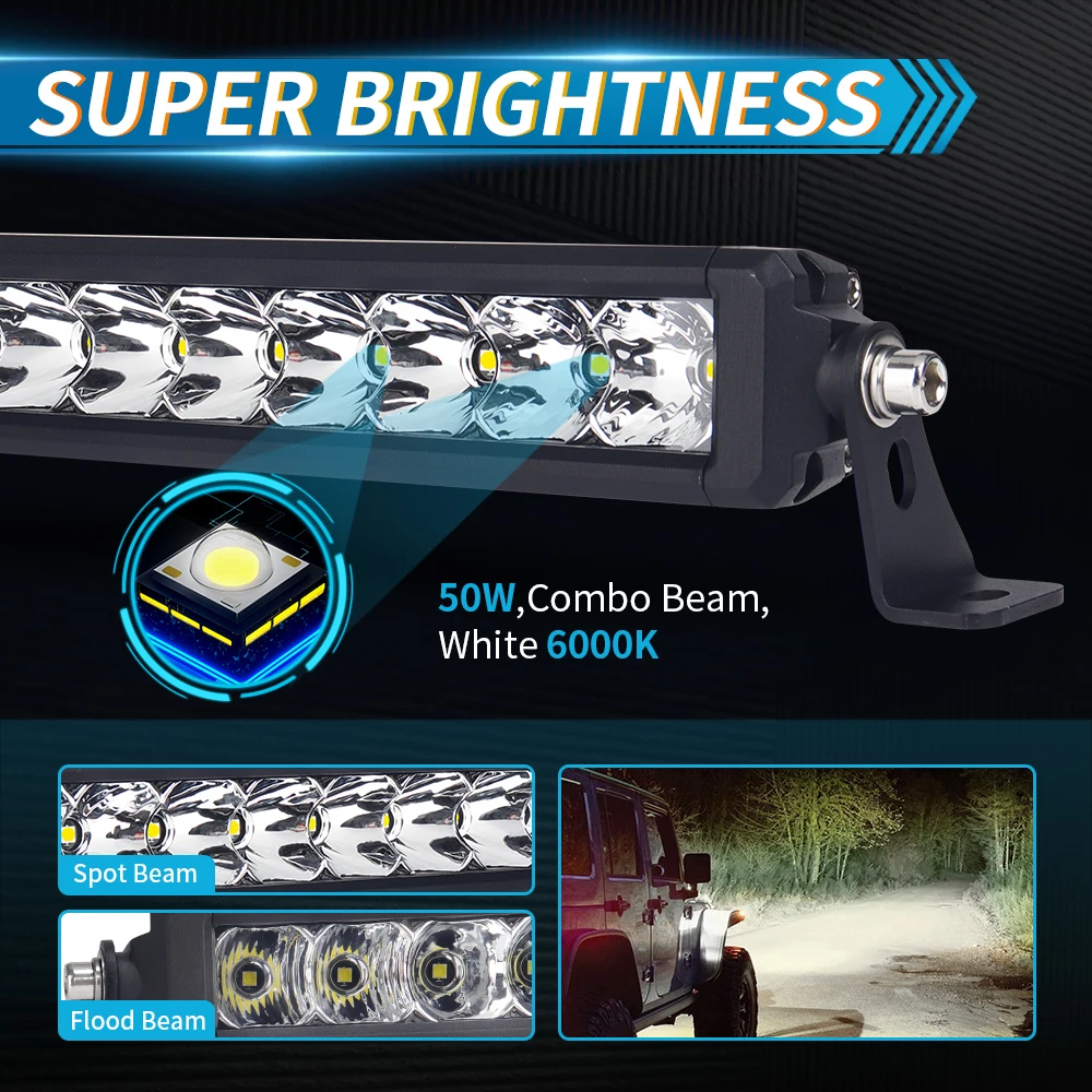 Lampu LED Bar 12 Inci 50W Off  - Led Work Light Bar 12 Inch Offroad ulasan dan harga