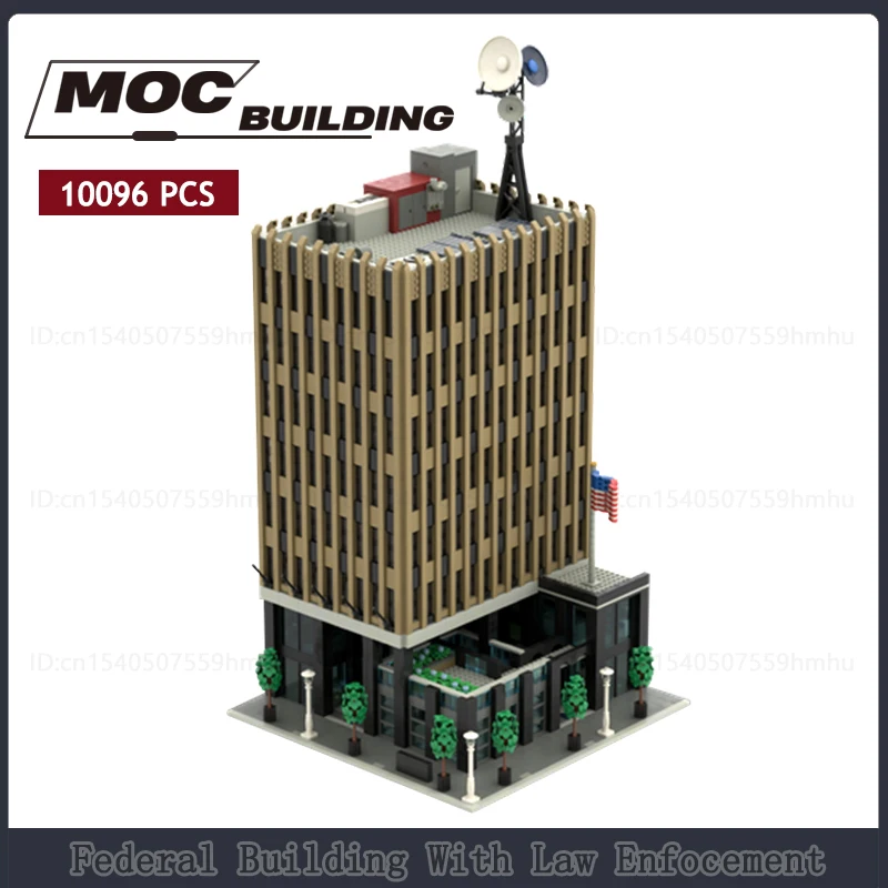 

MOC City Modular Federal Building With Law Enfocement Architecture Model Building Blocks DIY Assembly Technology Bricks Toy Gift