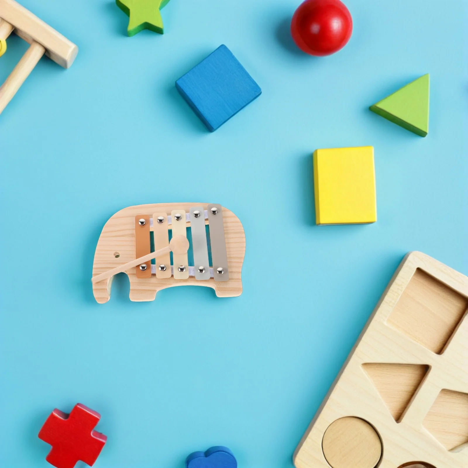 Wooden Elephant Xylophone Kids Colorful Musical Instrument Early Education Percussion Instrument Baby Xylophone Wood