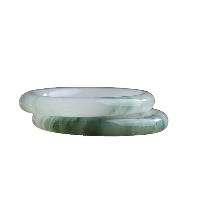 Jadeite alternative natural Xinjiang Tianshan bracelet, ice with floral patterns, women's snow gold-threaded jade