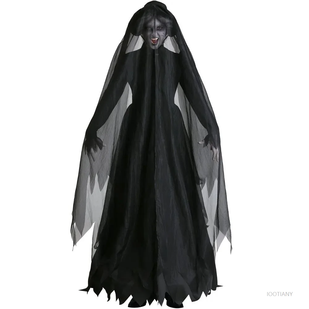 

Adult Gothic Halloween Cosplay Death Hell Witch Dress Devil Vampire Uniform Black Long Skirt Costume Carnival Party Vintage 2025