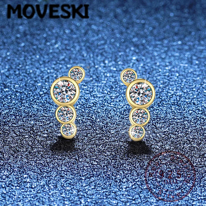 

MOVESKI Bubble Cluster Moissanite Stud Earrings 925 Sterling Silver Gold Plated Jewelry for Daily Wear & Gift