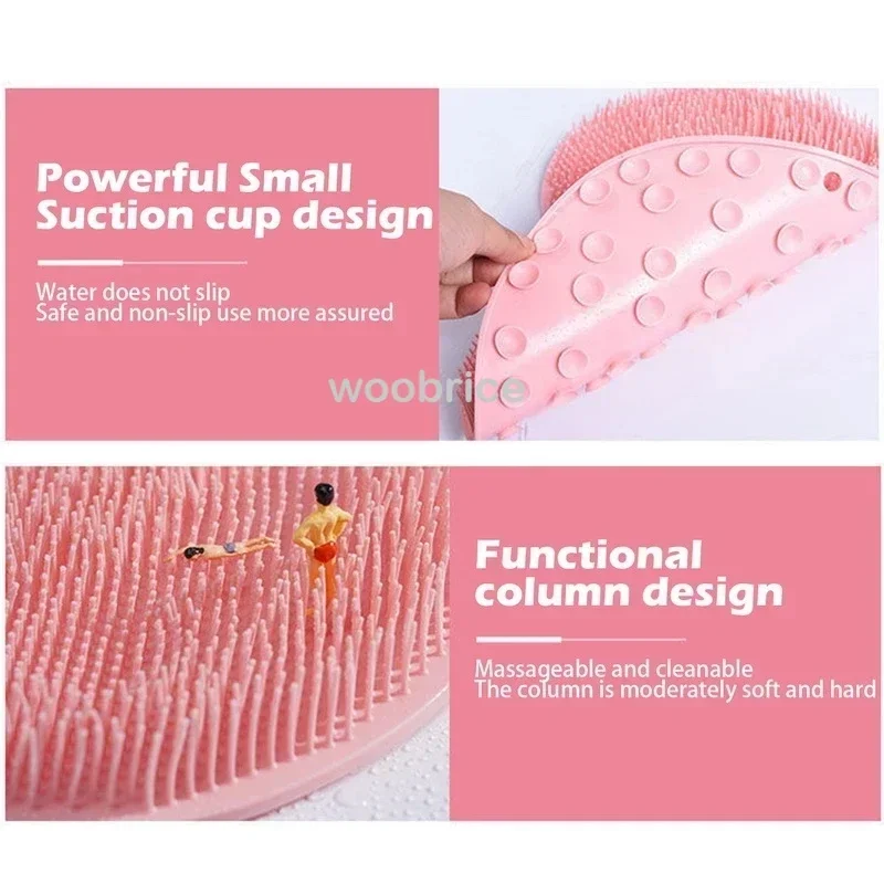 Silicone Rub Back Brush Bathroom Non-slip Wash Foot Pad Massage Shower Mat with Sucker Bath Massage Foot Exfoliating Brush Pad