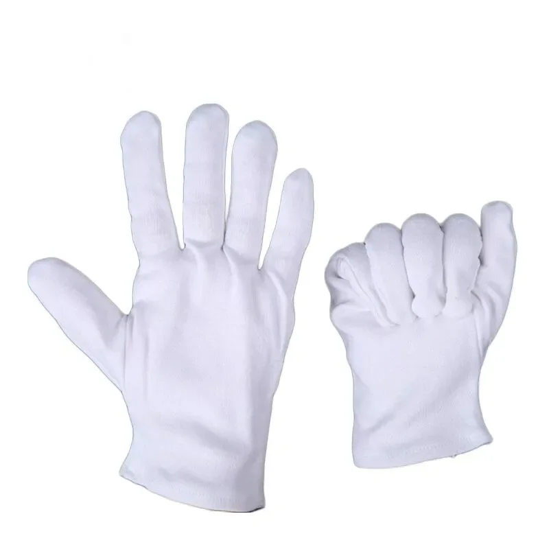 12 Pairs White Cotton Gloves for Dry Hands Moisturizing Eczema Inspection Work Gloves Washable Stretchable Cloth Gloves