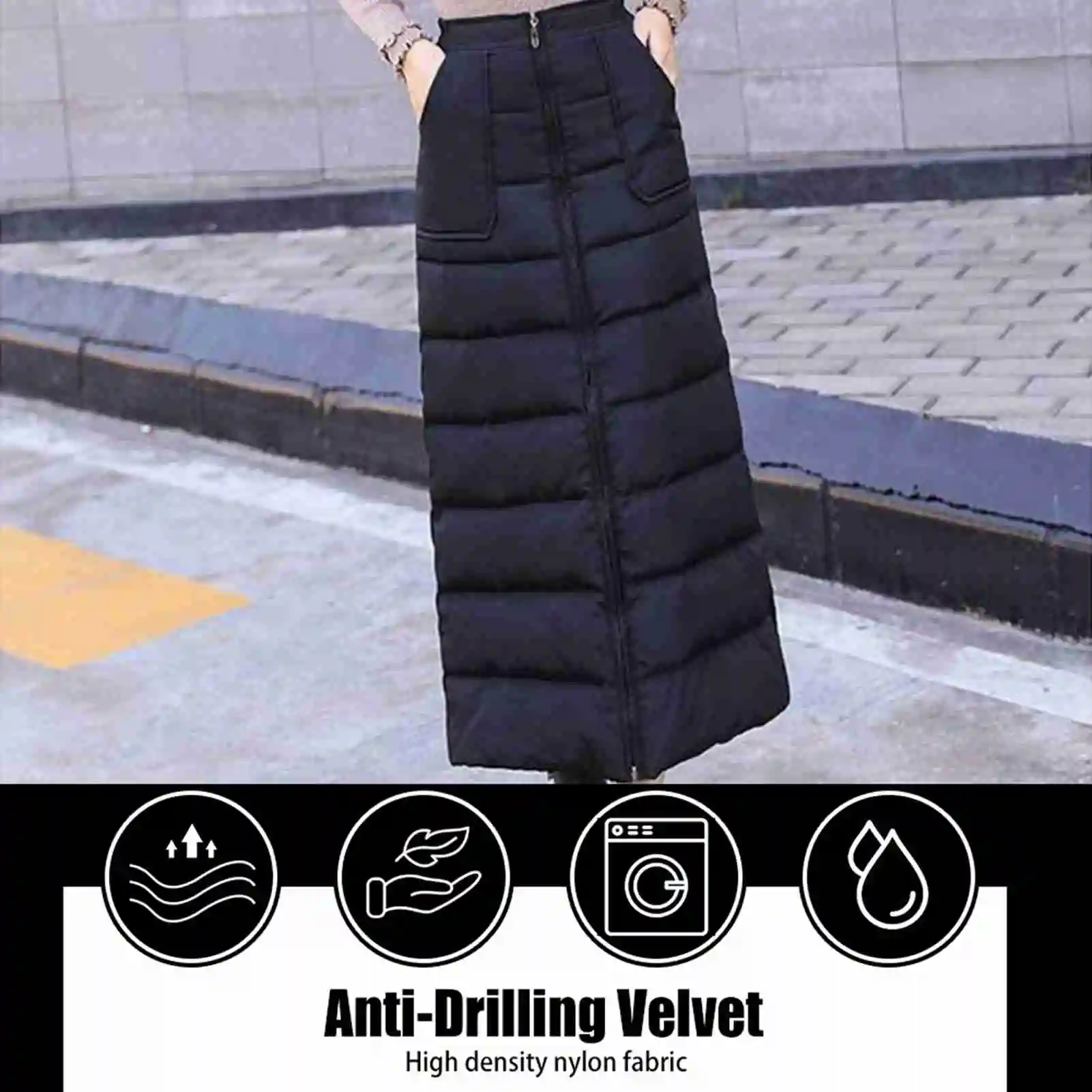 down midi skirt Winter Half-Length Apron Winter Skirt Women's Thickened Down Cotton Skirt Women\u0027s down-filled skirt