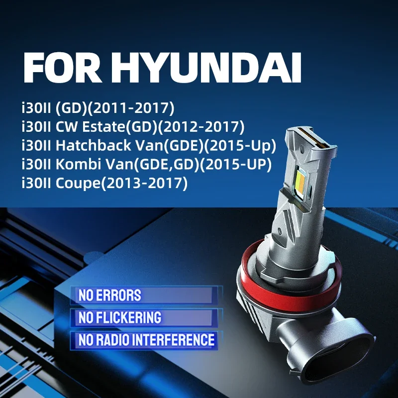 2xCar LED Front Fog Lights Bulbs Dual Colors Switchback White Yellow For Hyundai i30 2 CW GD Coupe 2011 2012 2013 2015 2016 2017