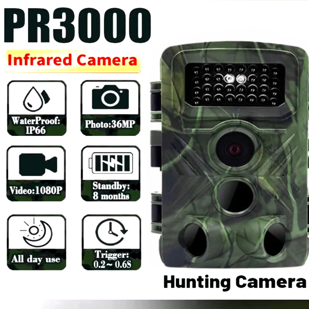 Wildlife Camera Hunting Tracking Camera Night Vision with Motion Activation Outdoor Waterproof Tracking Camera Trigger Scouting