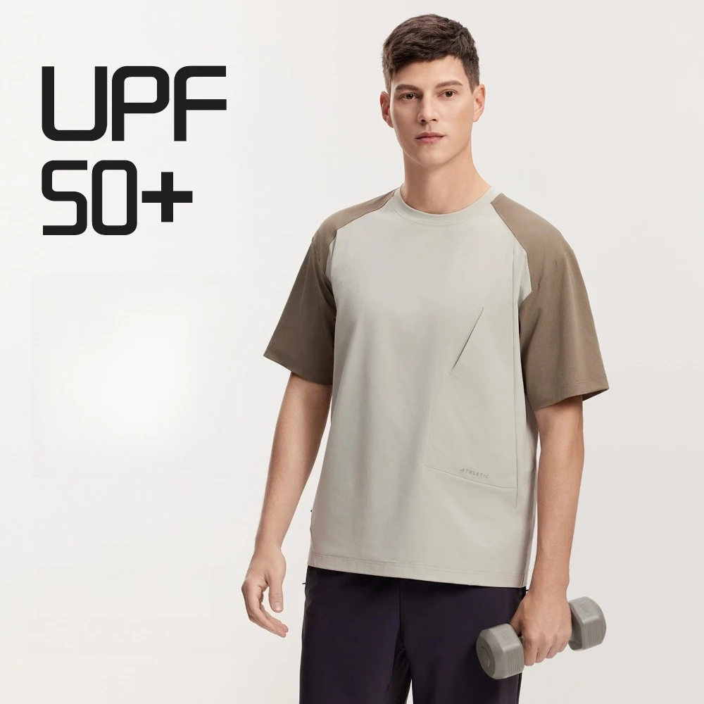 Men's Short-Sleeve Crew Neck T-Shirt: Lightweight Breathable, Sun Protection UPF50+, Moisture-Wicking for Outdoor & Casual Wear