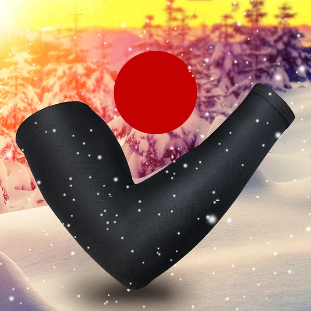 2 قطعة واقي للذراع الدافئ الحراري دعامة كوع الفرقة الأكمام الأسود حجم L الرياضة واقية أكمام أذرع تبريد لكرة السلة الريشة #2