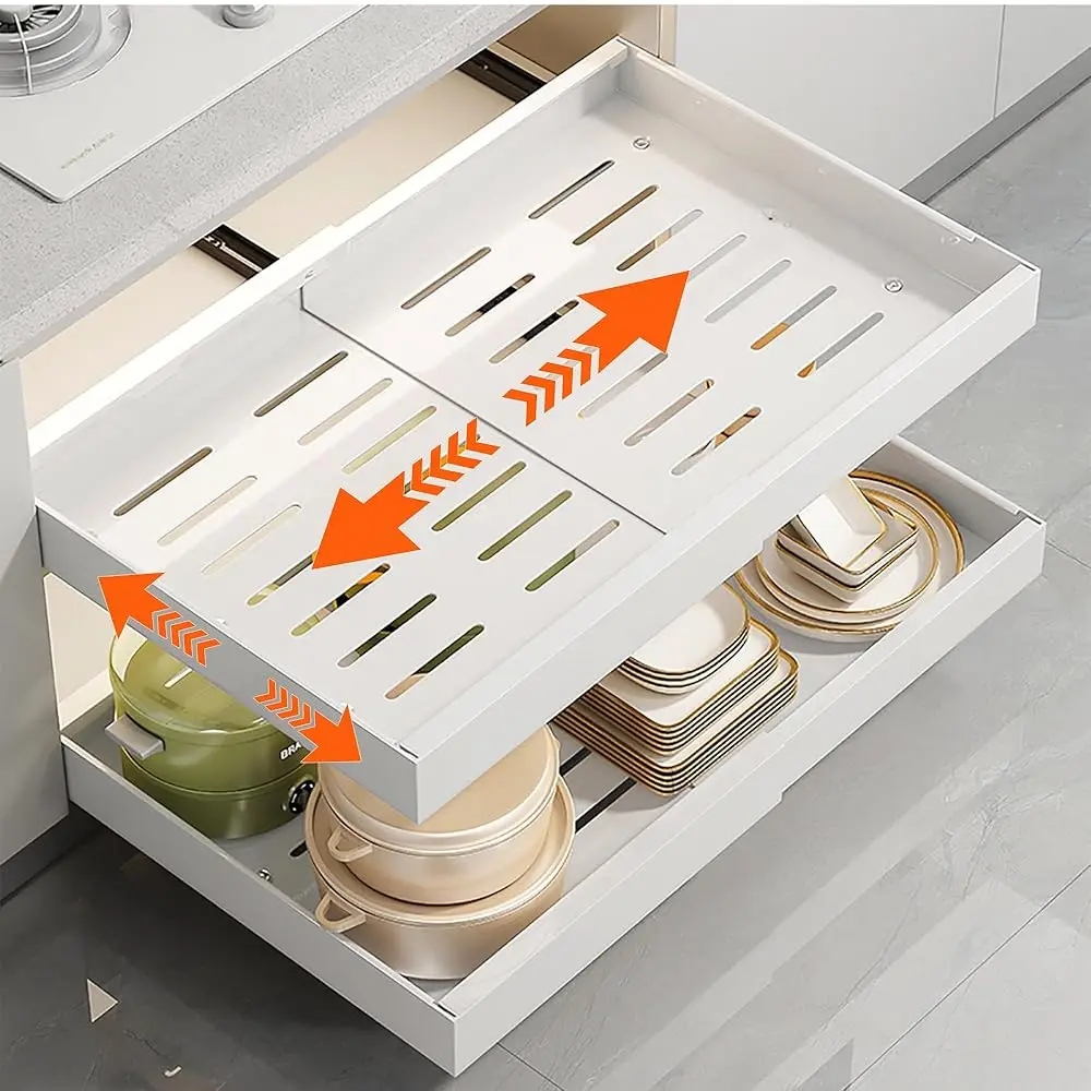 

Expandable Pull-Out Cabinet Organizer, Peel & Sti Installation, Kitchen Cabinet With Adjustable Width (12.2""-20.1""), No Drill