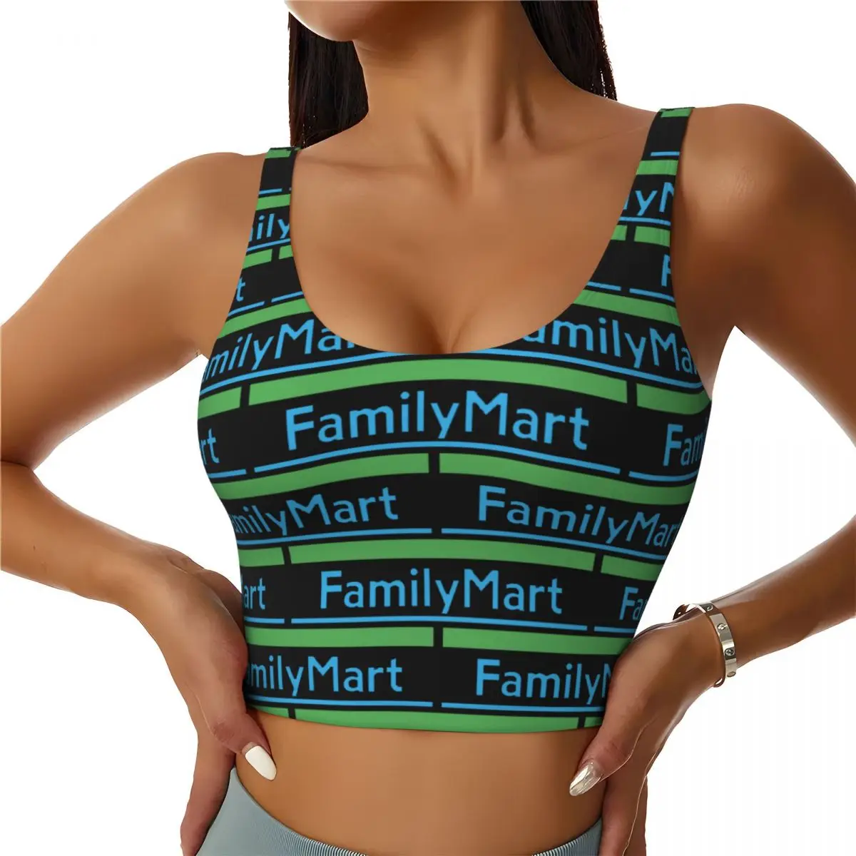 

Custom Family Mart Logo Japan (Konbini) Women Sports Bra High Impact Vest Gym Workout Yoga Crop Tank Tops