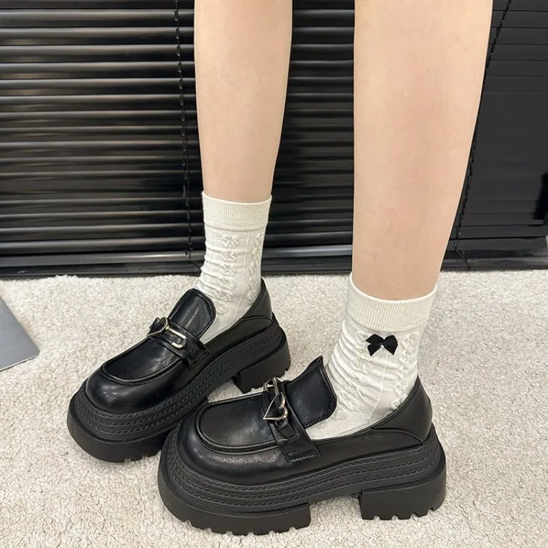 

Casual Mary Jane Thick Bottom British Style Soft Sole Loafers Women's Shoes Spring Autumn New Model Comfortable round Toe