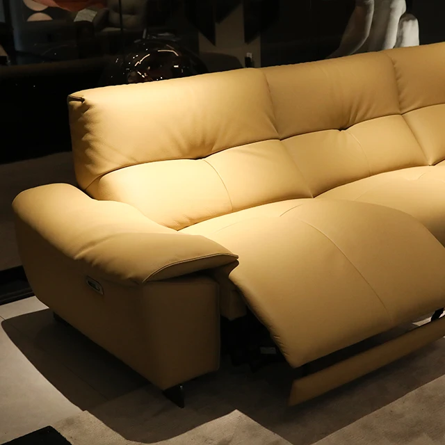 ห้องนั่งเล่นที่ทันสมัยไฟฟ้าสมาร์ทหนังขี้เกียจโซฟาสีที่กําหนดเองมัลติฟังก์ชั่เตียงโซฟาเปิดประทุน