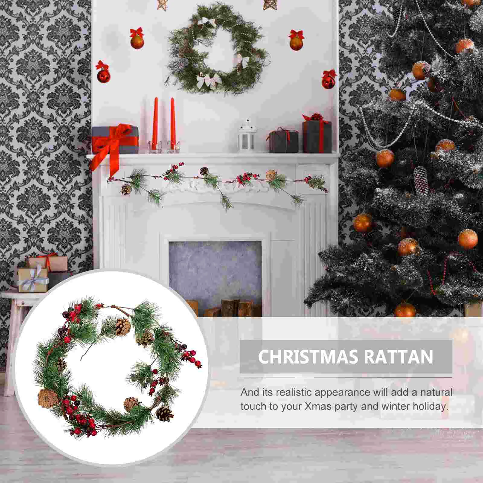 Home Decor Christmas Decoration Rattan Photo Prop Wreath Ornament Decorative Festival Xmas Simulation