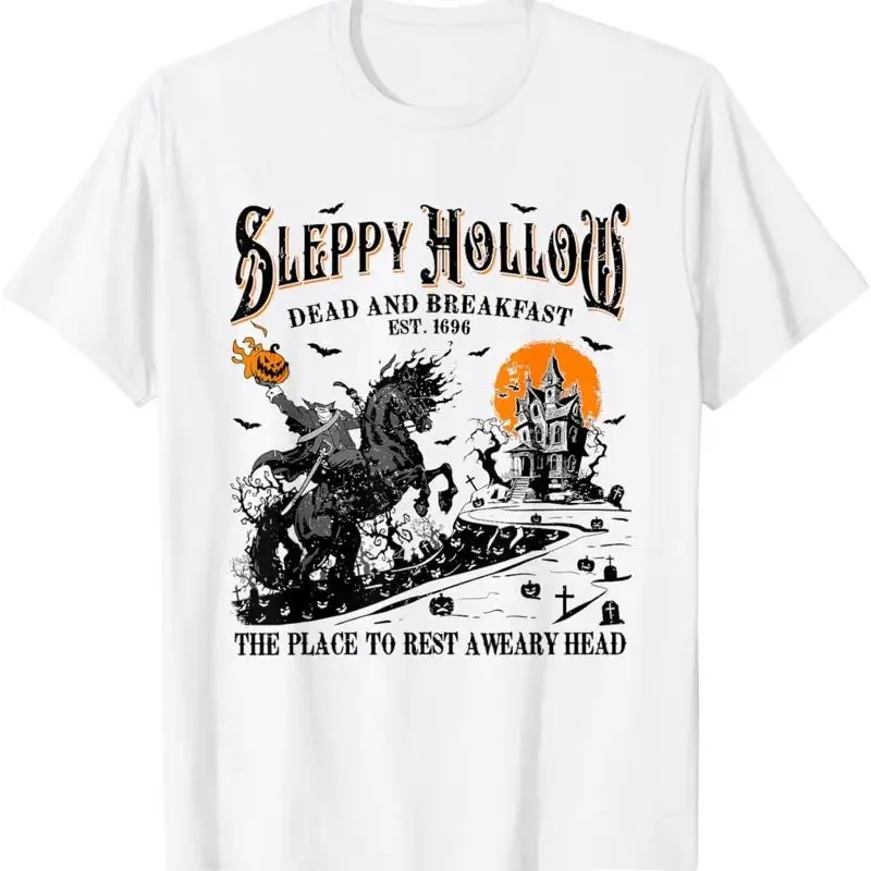 

Funny Sleepy Hollow Dead And Breakfast Graphic Tee Halloween Inspired Cotton T Shirt Unisex