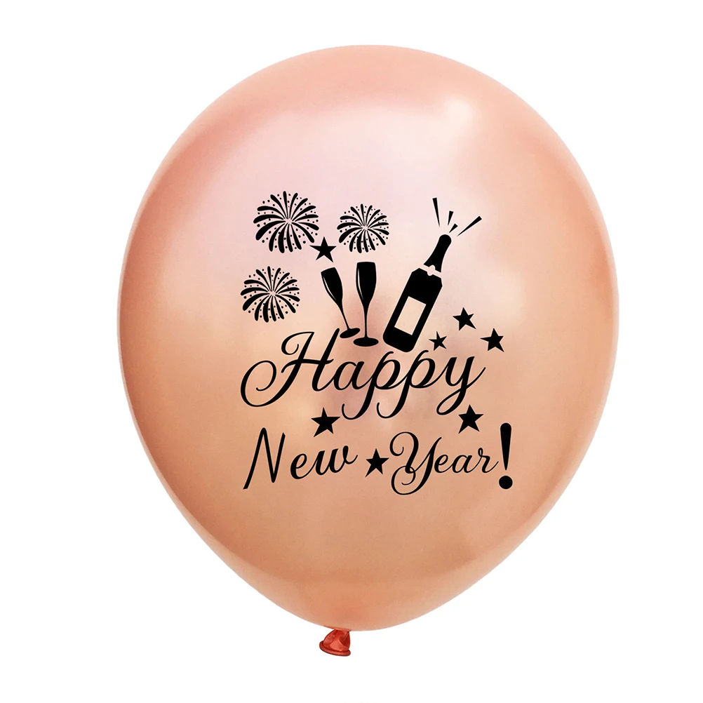 

15 Pcs Year Balloons Set Black 5 Rose Latex Balloons Set Gold Printing 5 Confetti Latex Party Decoration Supplies