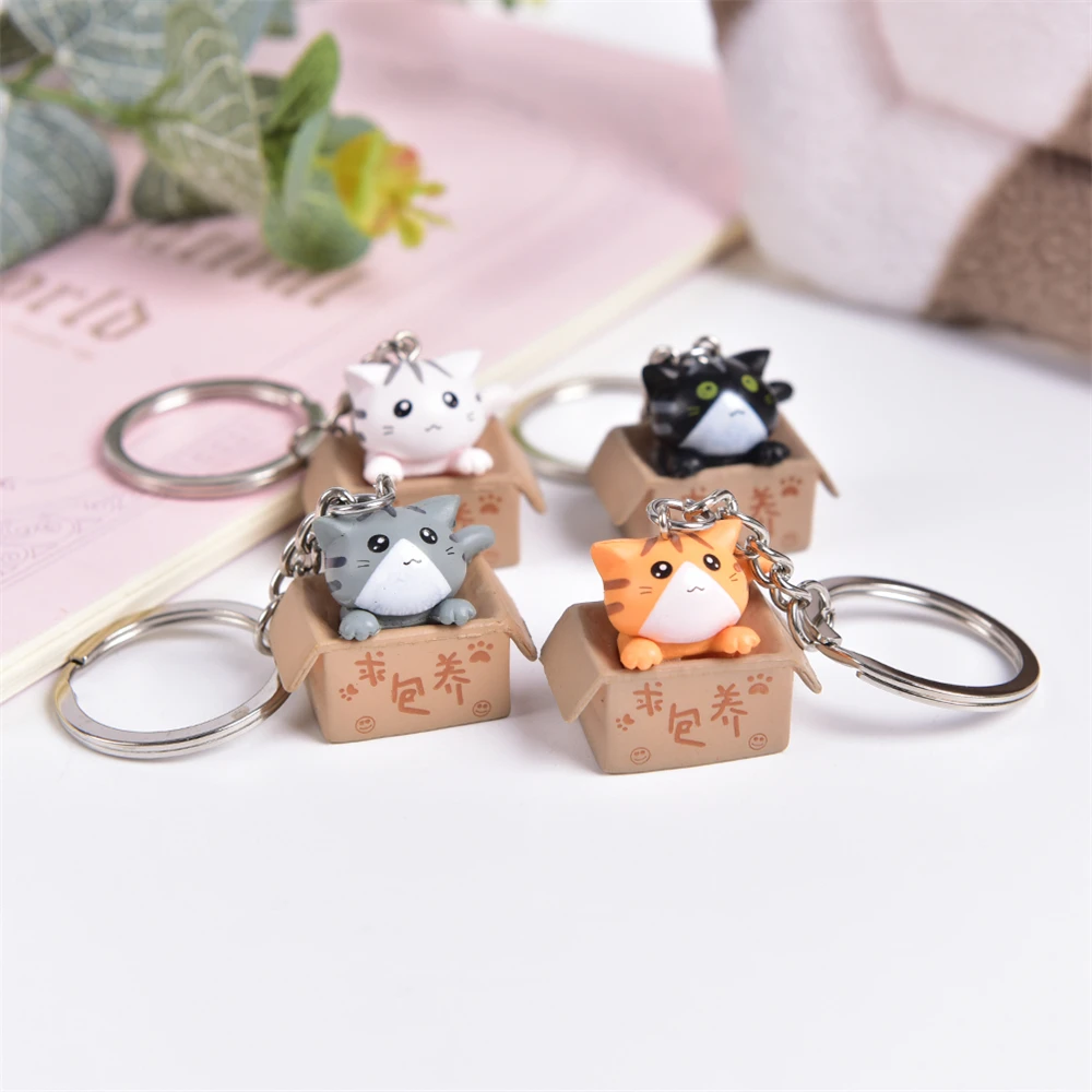 Cute Carton Cat Keychain for Women Men “Take me away” Funny Key Ring Animal Car Key Holder Handbag Accessories Gift