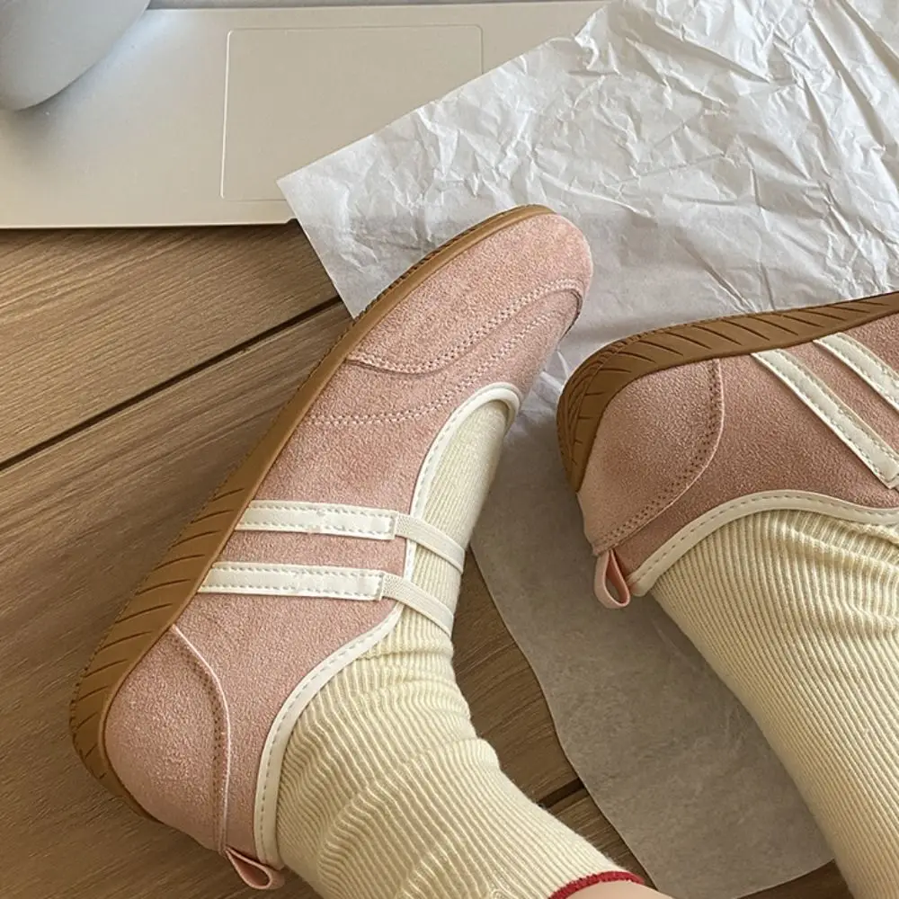 Color Blocking Mary Jane Shoes Synthetic Leather Anti-slip Ballerina Shoes British French Style Streetwear Single Shoes Women