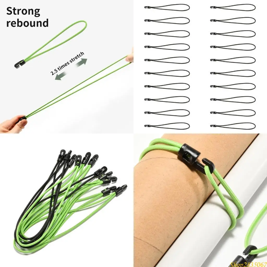20pcs Rubber Tension Straps 10cm Elastics Hook Accessory for Tarpaulin Banners Camping Gear Secure Sturdy Designs 831F