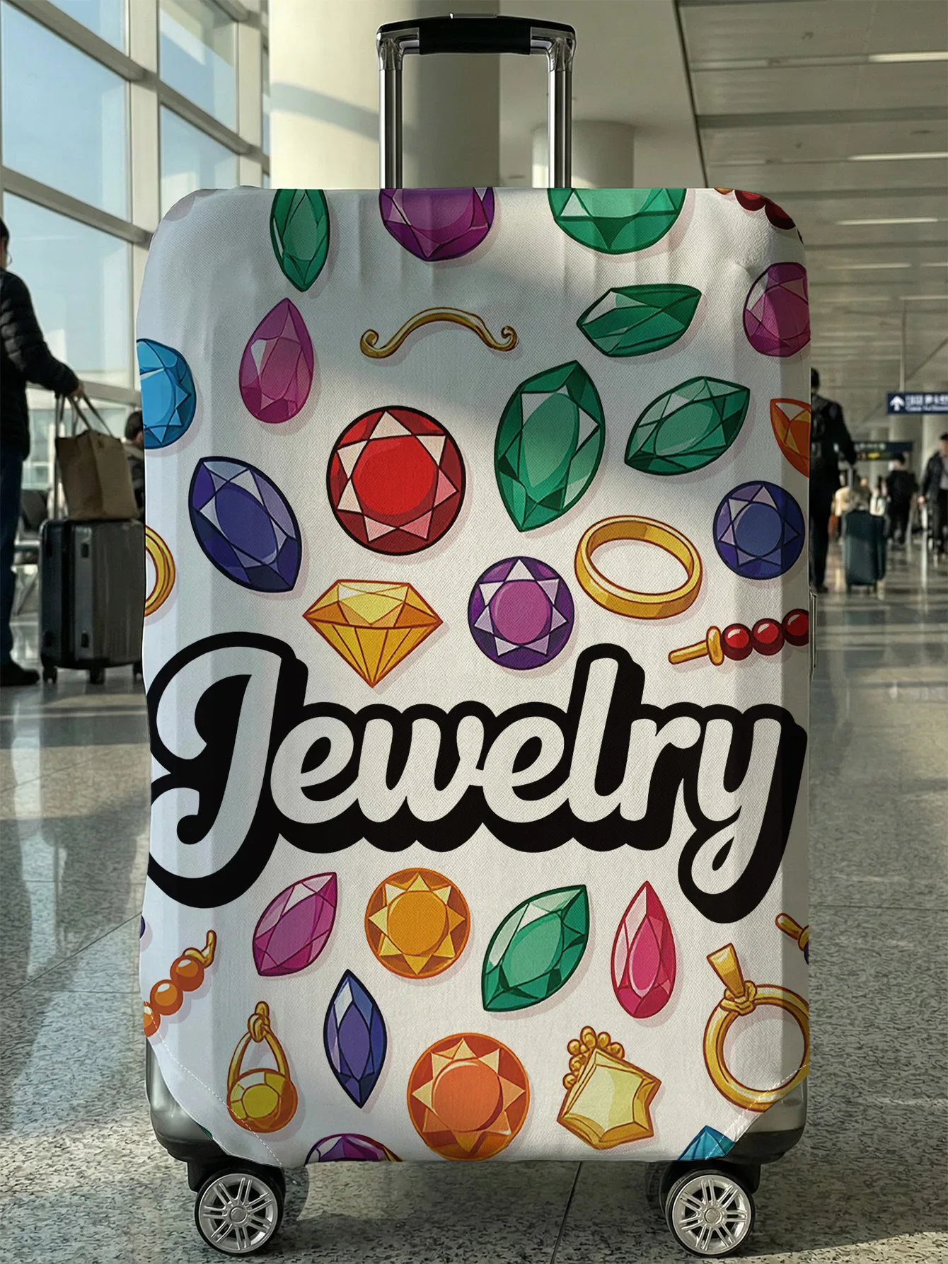 

"Jewelry" Gems Jewelry Print Luggage Cover, Suitable for 18-32 Inch Luggage Cover, Luggage Handle Glove, Travel Accessories