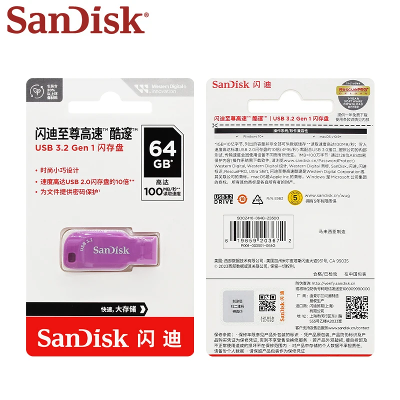 SanDisk Pen Drive USB 3.2 Gen1 Ultra Shift, Flash Drive memori USB 128 Gen1 64GB 256GB 32GB 512GB untuk PC