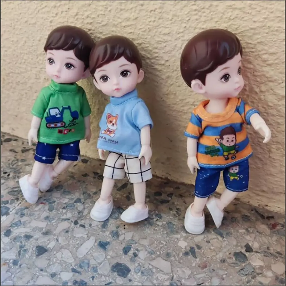 Nieuwe 16Cm Bjd Kleine Jongen Pop En Kleding 3d Gesimuleerde Ogen Meerdere Beweegbare Scharnierende Pop Kinderspeelgoed Verjaardagscadeau