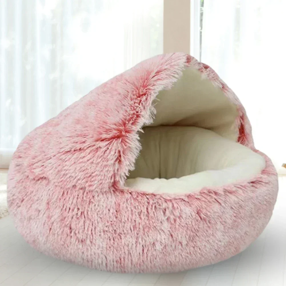 

Round Cat Cushion Semi Enclosed Sleeping Bag Mat Comfortable All Seasons Warm Basket Soft Fluffy Cushion Pet Supplies