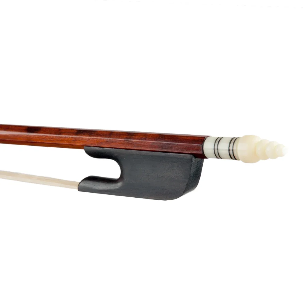 LOMMI Baroque Style 4/4 Full Size Violin Bow Snakewood Stick Ebony Forg Ivory Like Screws Pure White Horsehair Fast Response