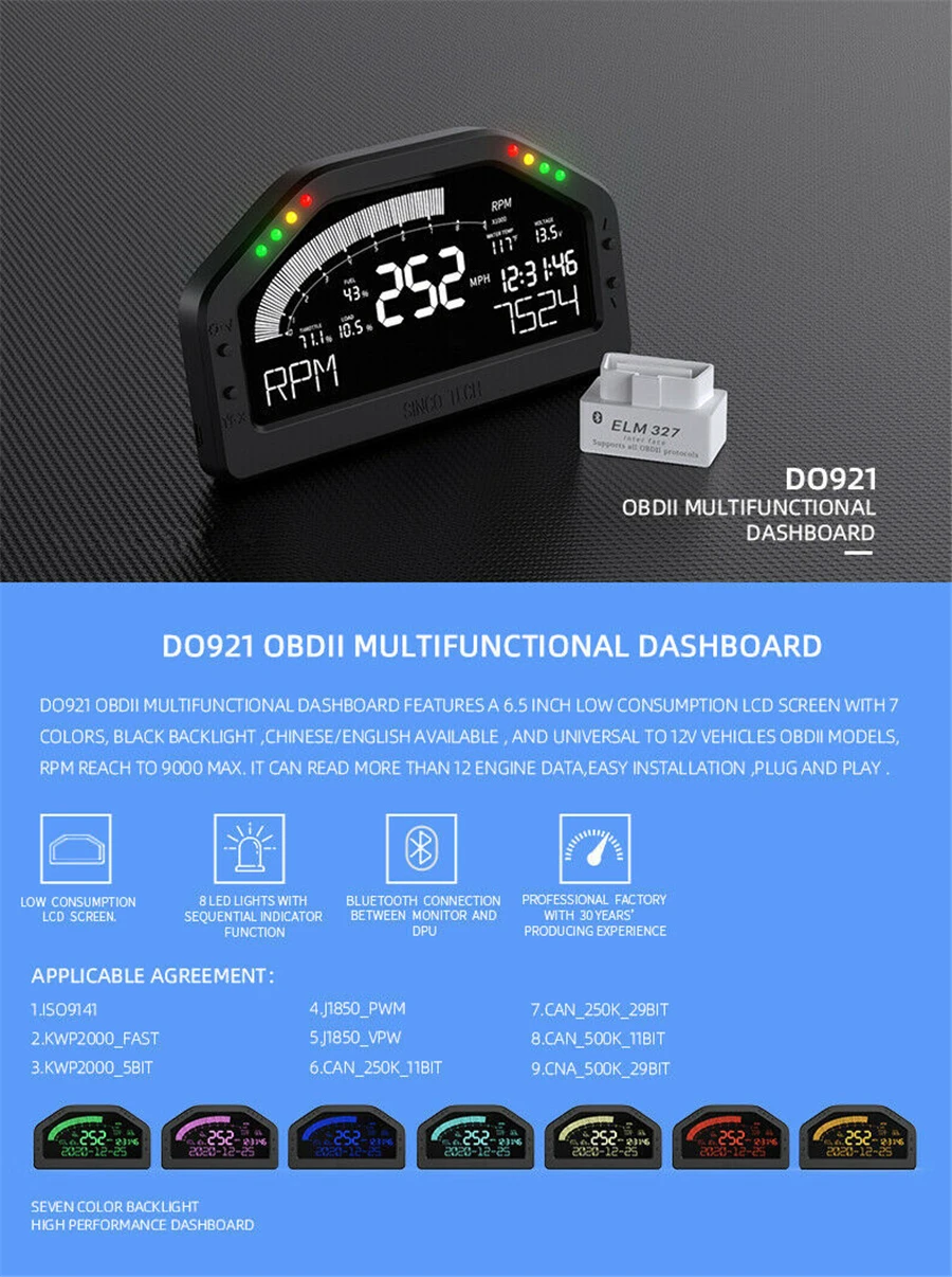 Car Race Dash Dashboard Digital anzeige Messgerät Voll sensor obdll bt 9-16v