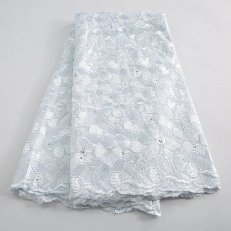 2024 White Swiss Voile Lace in Switzerland Embroidered Fabric High Quality Nigerian Cotton Lace Fabric for Women Dresses A3614