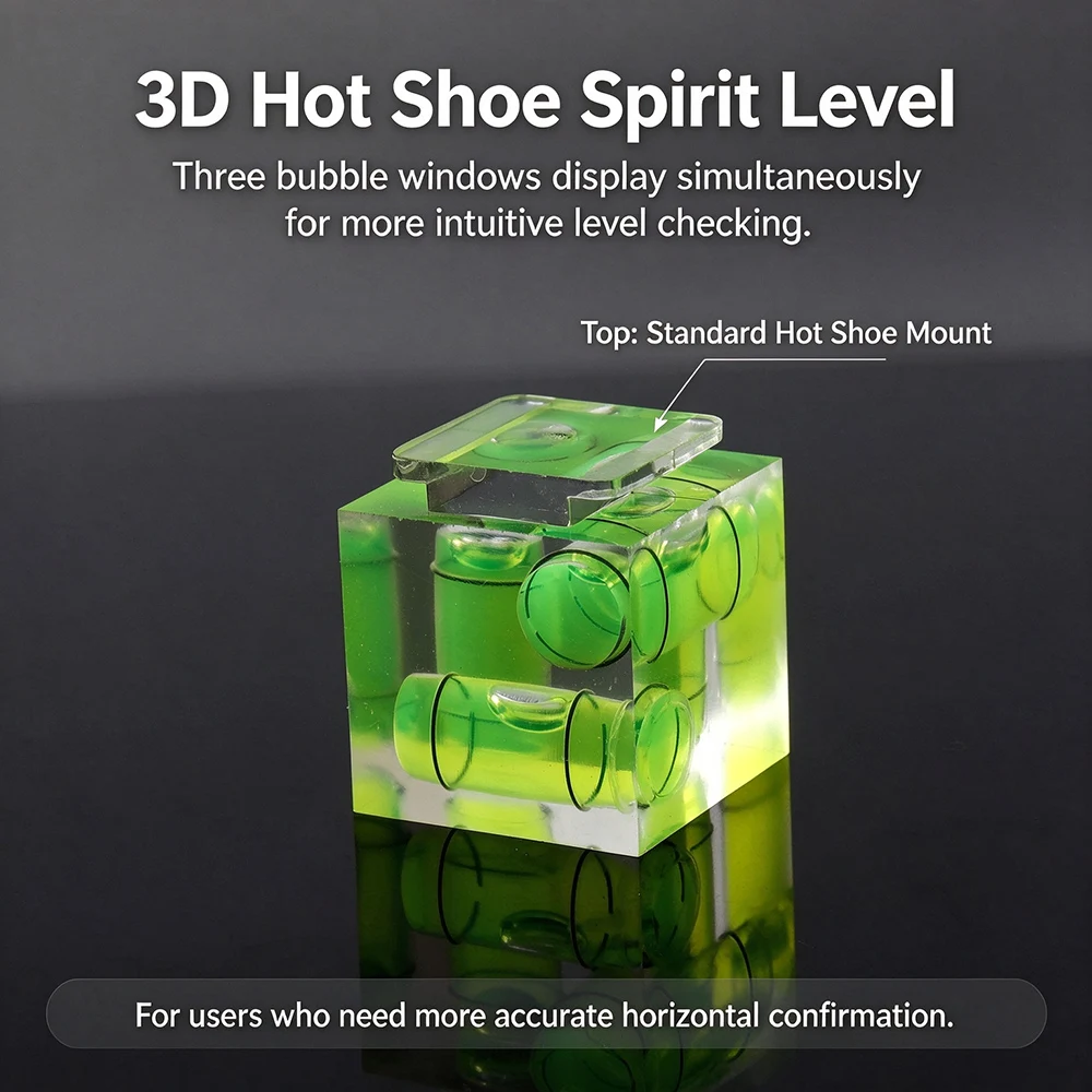 Camera Hot Shoe Bubble Level Cap 3 Axis Spirit Level Cube Cover for Sony Nikon ZF Fuji Canon DSLR Camera Photography Accessories