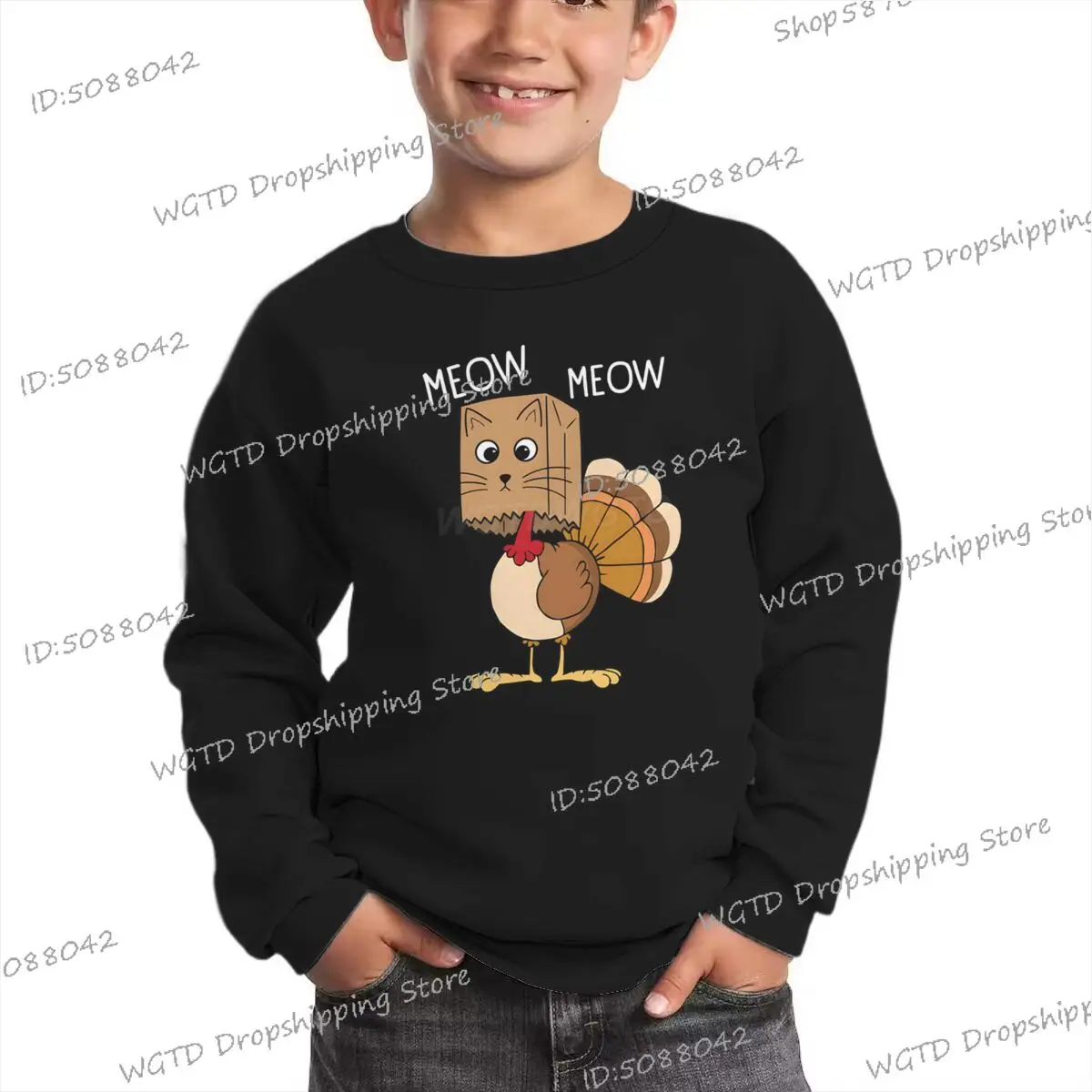 

Neow Neow Turkey Fun Children's Clothing Crewneck Fashion Cartoon Turkey Pullover Girls Boys Thanksgiving Gifts Sweatshirts