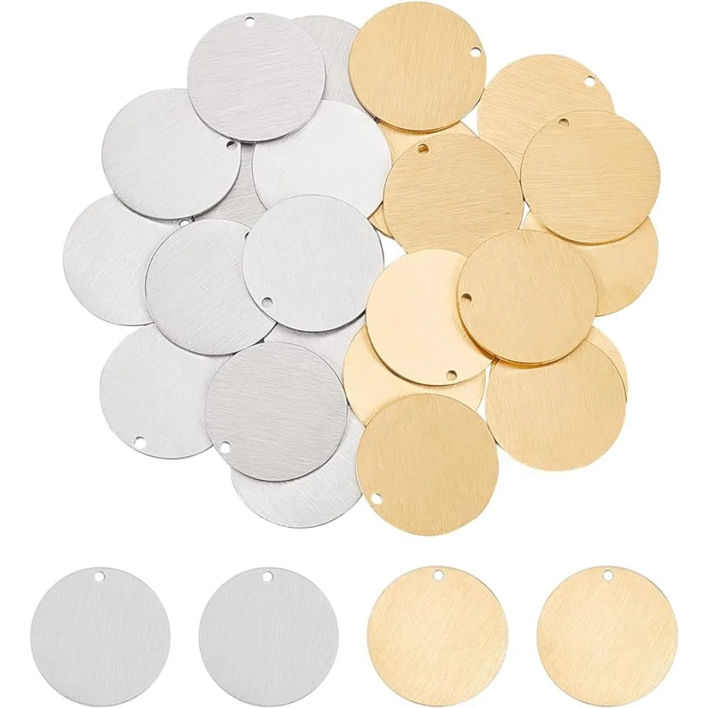 

24Pcs 2 Colors 304 Stainless Steel Pendants About 20mm in Diameter Big Stamping Blank Tags Charm Jewelry Making Kits for Earring