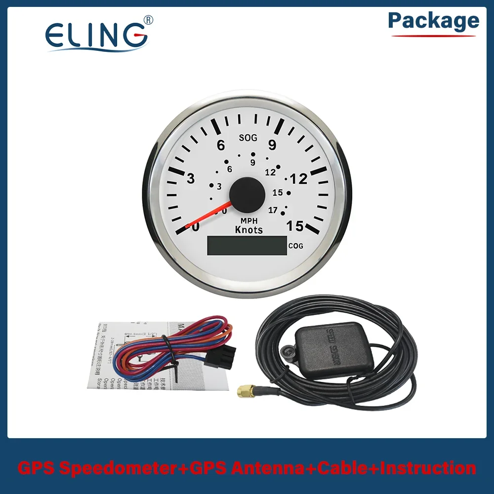 ELING Car Boat Universal 85mm GPS Speedometer With COG 0-15Knots 0-35Knots 0-70Knots 40MPH 70MPH 85MPH Display Red Backlight
