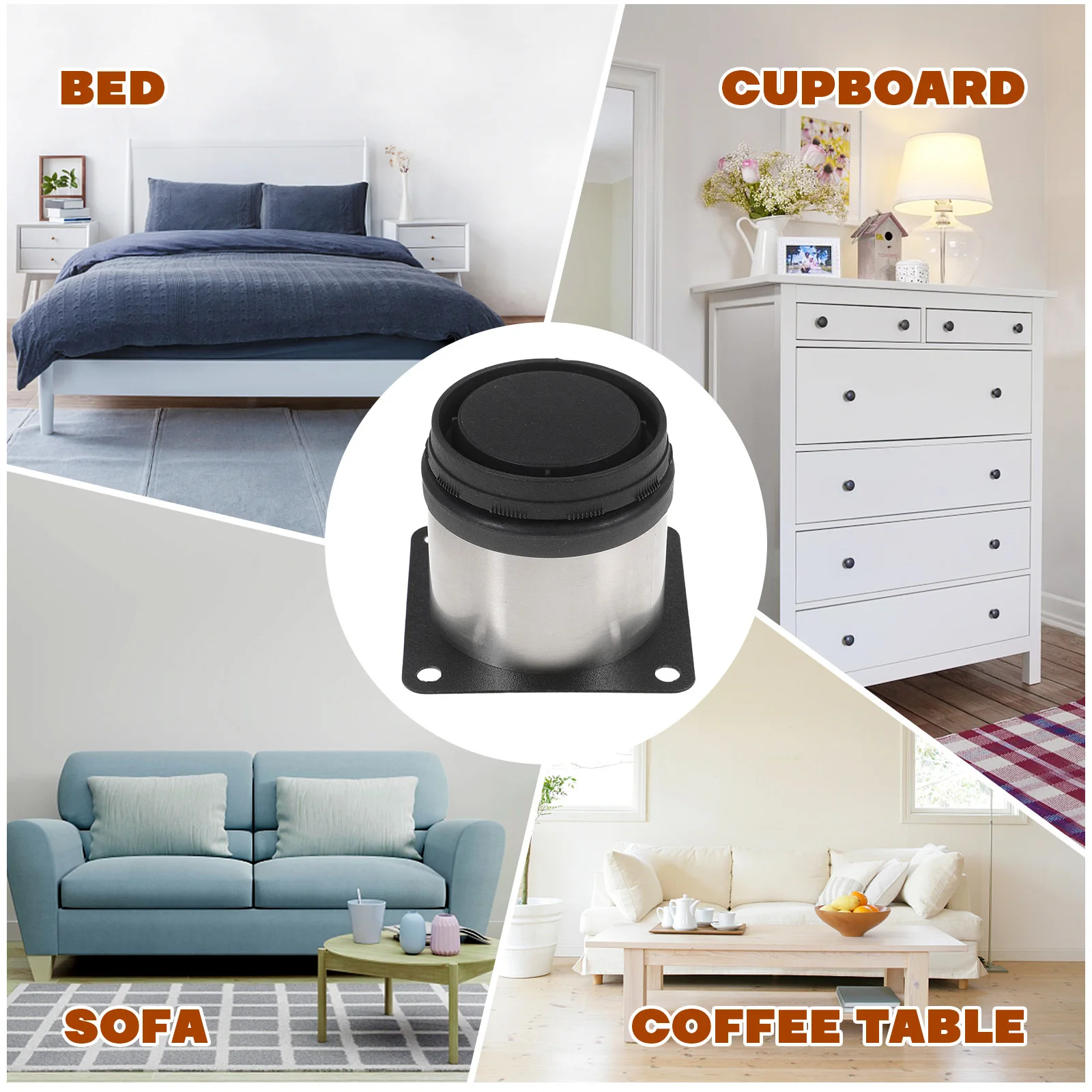 

4Pcs Adjustable Stainless Steel Furniture Legs Round Durable Support Long Lasting for Cabinets Shelves Stainless Furniture Legs