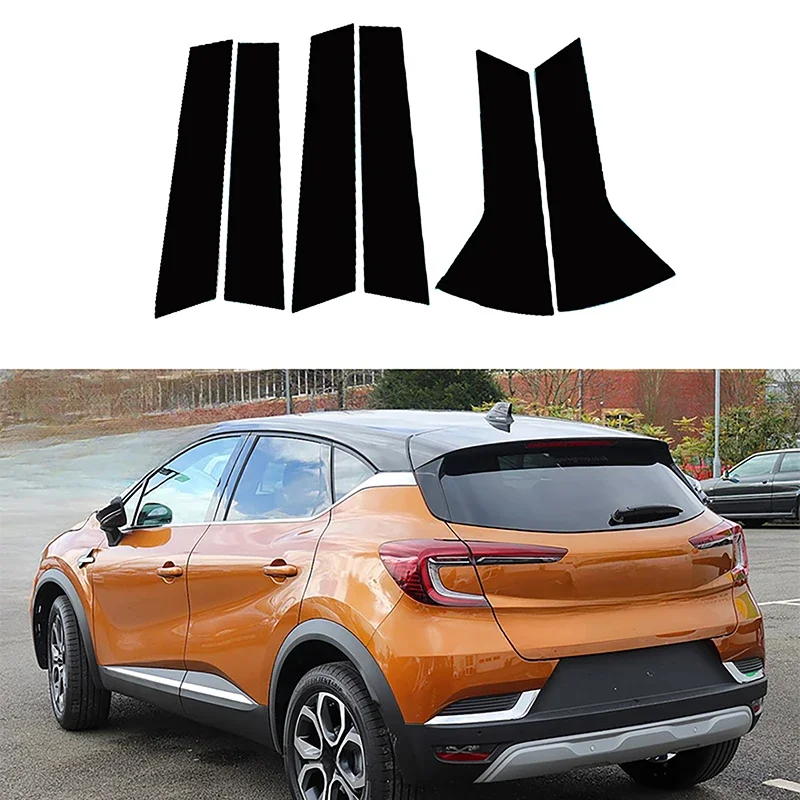 Pillar Posts Window Door Moulding Trims Cover Stickers Decal Glossy Black Accessories Fit Renault Captur XJB/HJB/HJE 2020-2023