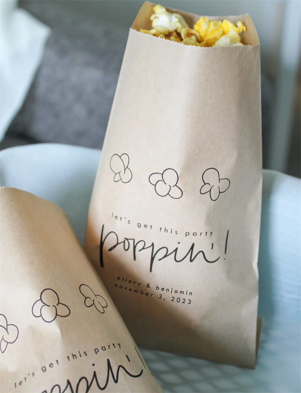 50 Wedding Popcorn Bags || Popcorn Favor Bag, Let's get this party poppin', Birthday Party Popcorn Bags