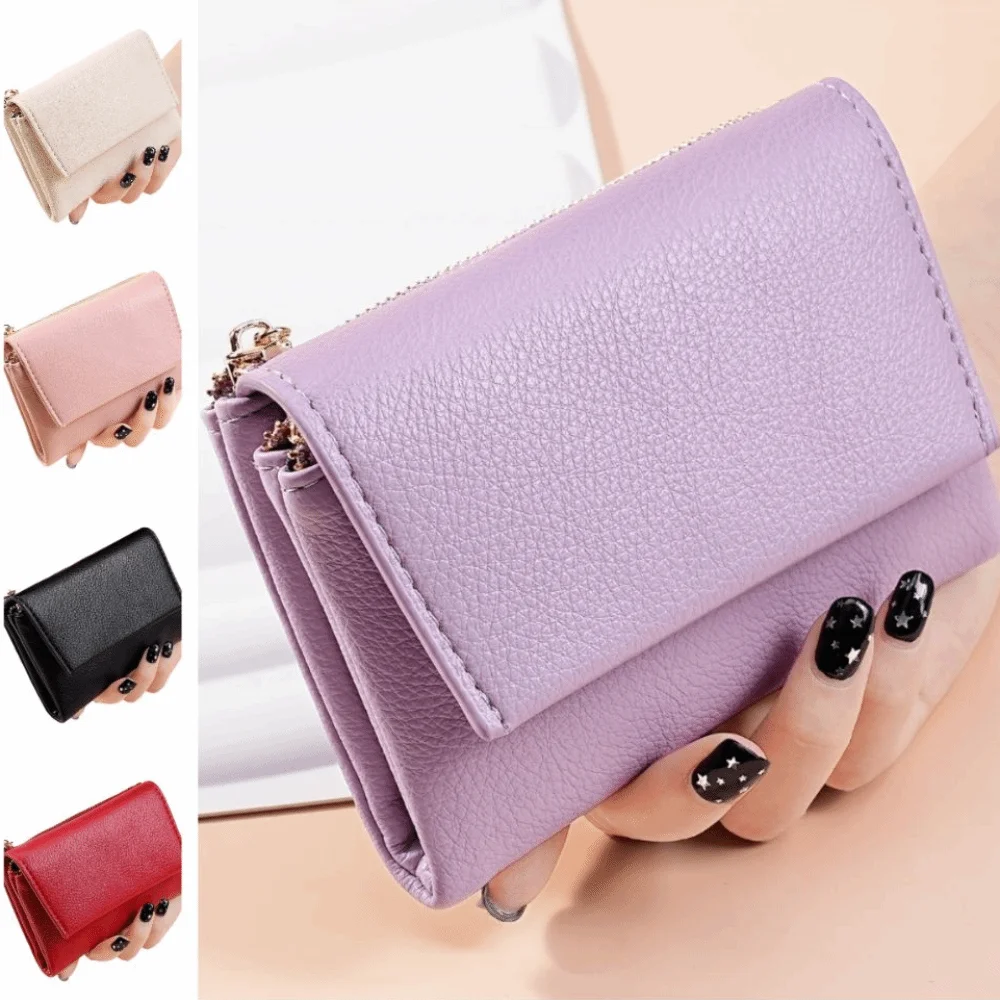 Personalized PU Card Holder Litchi Grain Ultra-Thin Coin Purse compact creative Women Wallet Daily Use