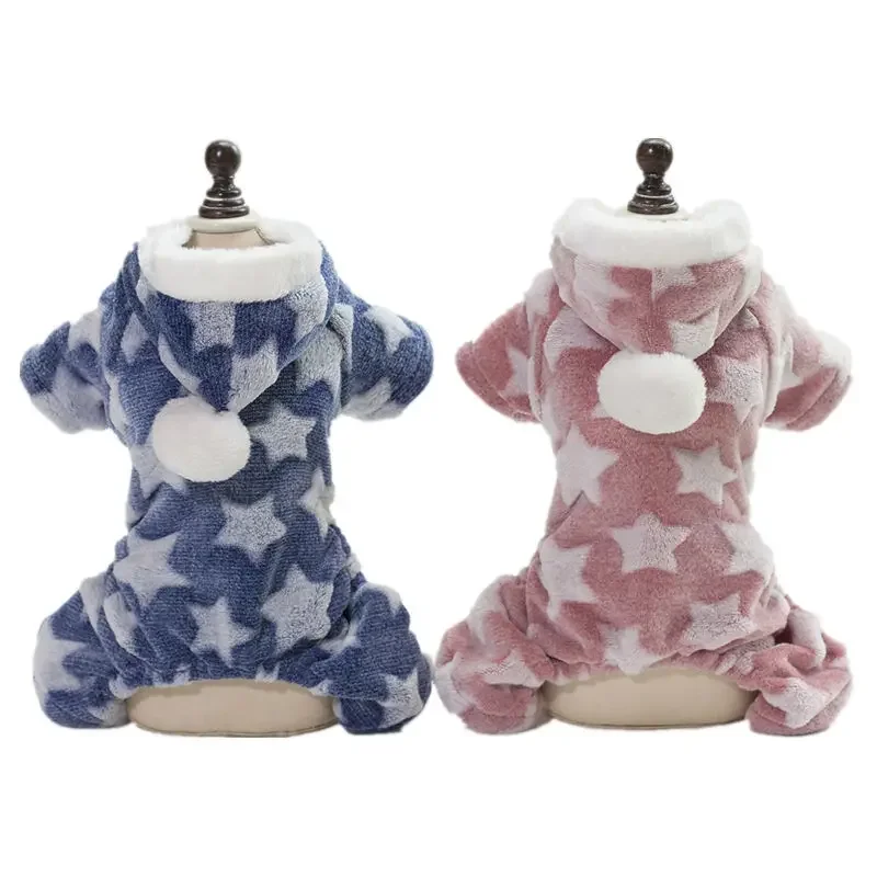 Pet Clothes Dog Costume Autumn and Winter Pet Pajamas Pet Four-leg Velvet 18 Star Four-leg Velvet Kawaii Clothes Puppy Clothes