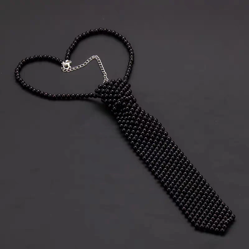 Handgefertigte DIY-Kleidung und Accessoires, Perlen-Halskette für Damen, Vintage-Stil, französischer Stil, Perlen-Krawatte, Hemd, Blazer, галстук – Detail 6